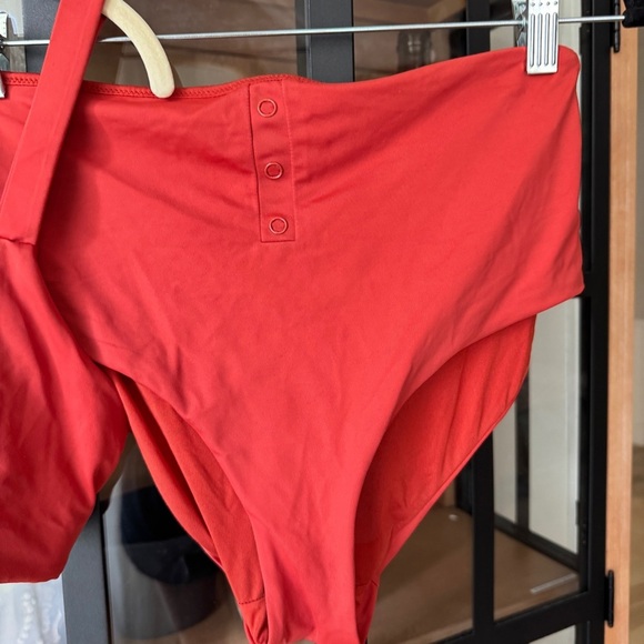 Andie Swim Bikini set The Snap scoop top high rise Bottom Eco Nylon Chili Pepper - Picture 8 of 13